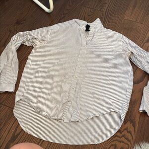 H&M Black and White Striped Casual Shirt